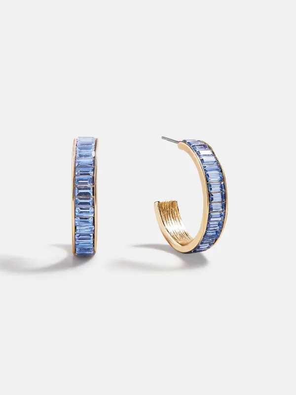Game Day Baguette Hoop Earrings - Light Blue sold by BaubleBar