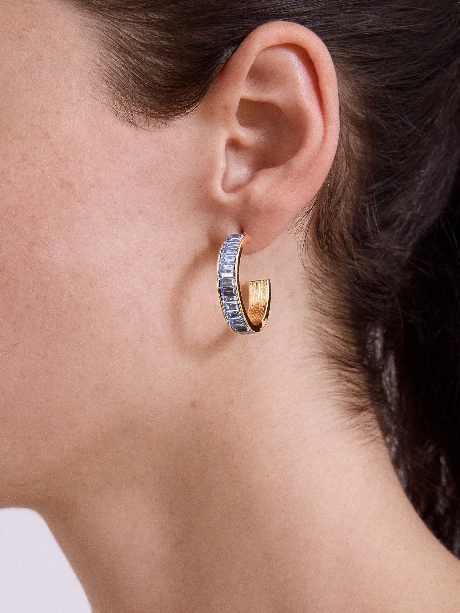 Game Day Baguette Hoop Earrings - Light Blue sold by BaubleBar product image thumbnail 2
