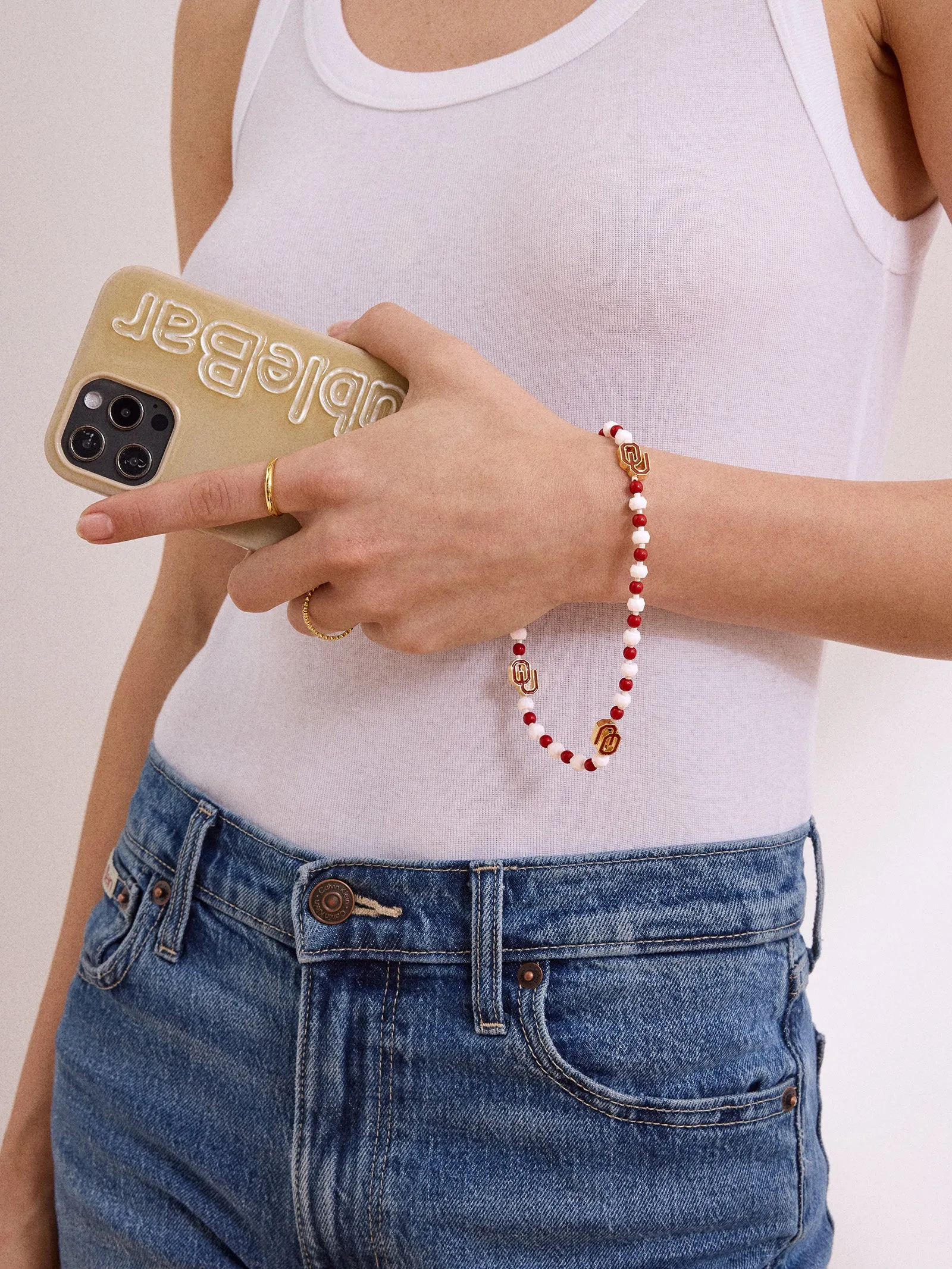 University of Oklahoma Beaded Phone Charm - University of Oklahoma sold by BaubleBar product image thumbnail 2