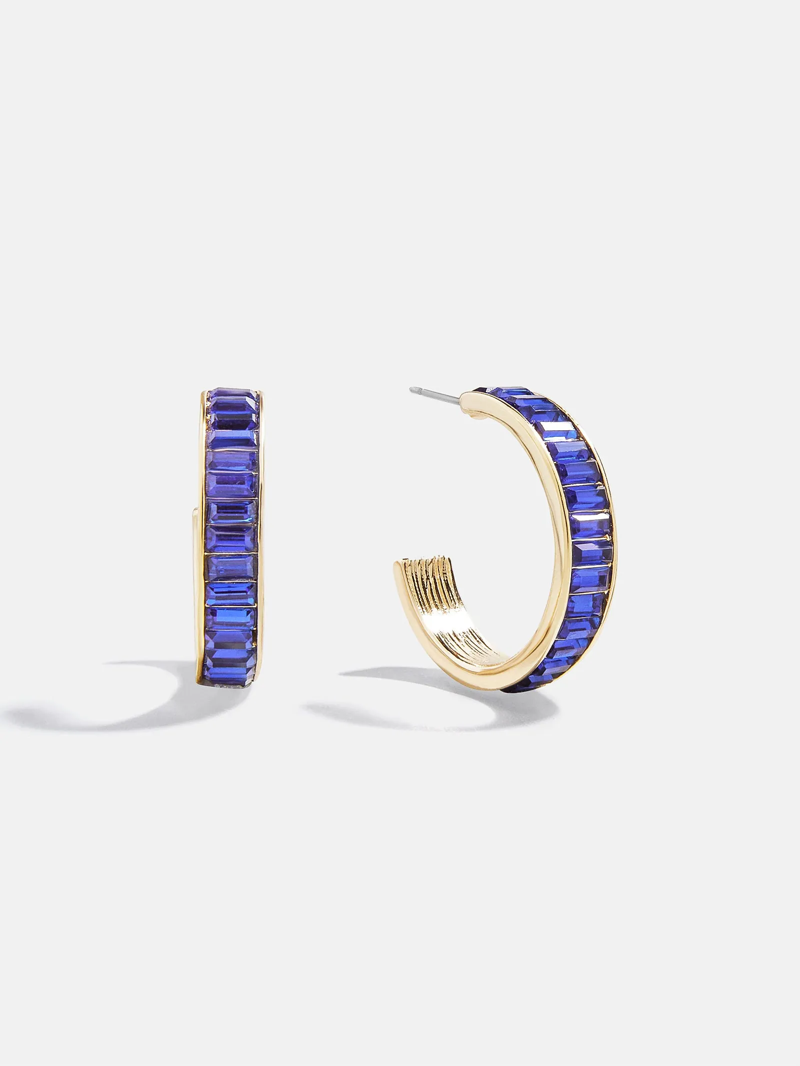 Game Day Baguette Hoop Earrings - Blue sold by BaubleBar