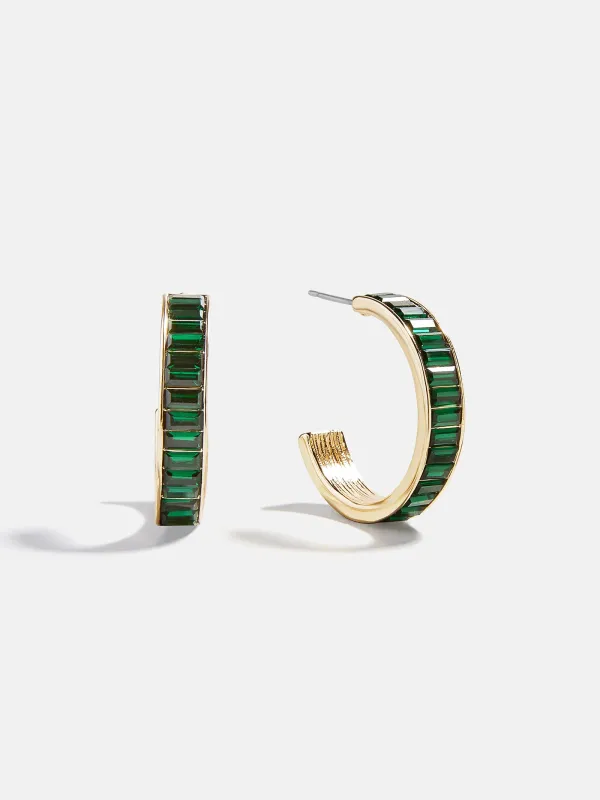 Game Day Baguette Hoop Earrings - Green sold by BaubleBar
