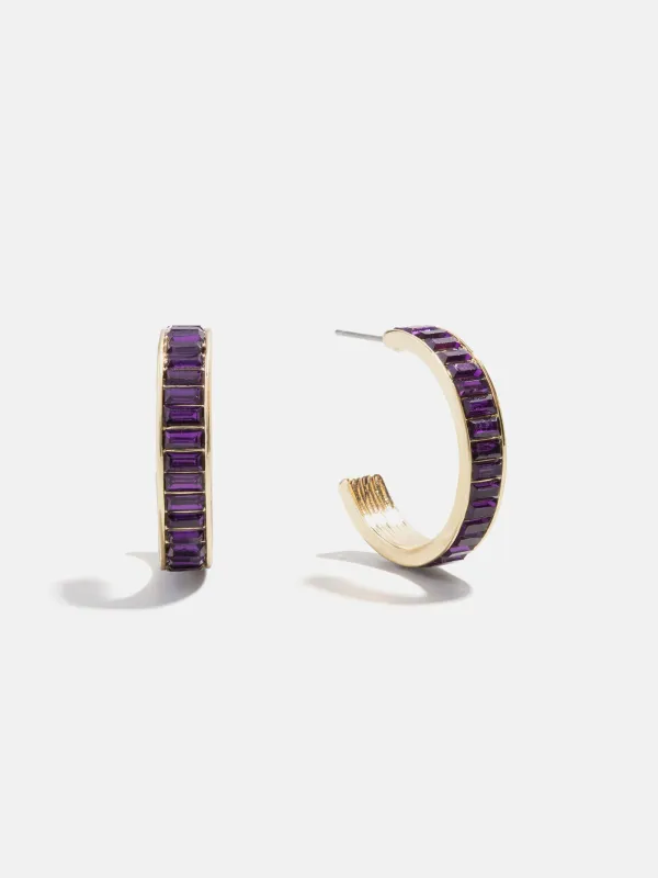 Game Day Baguette Hoop Earrings - Dark Purple sold by BaubleBar
