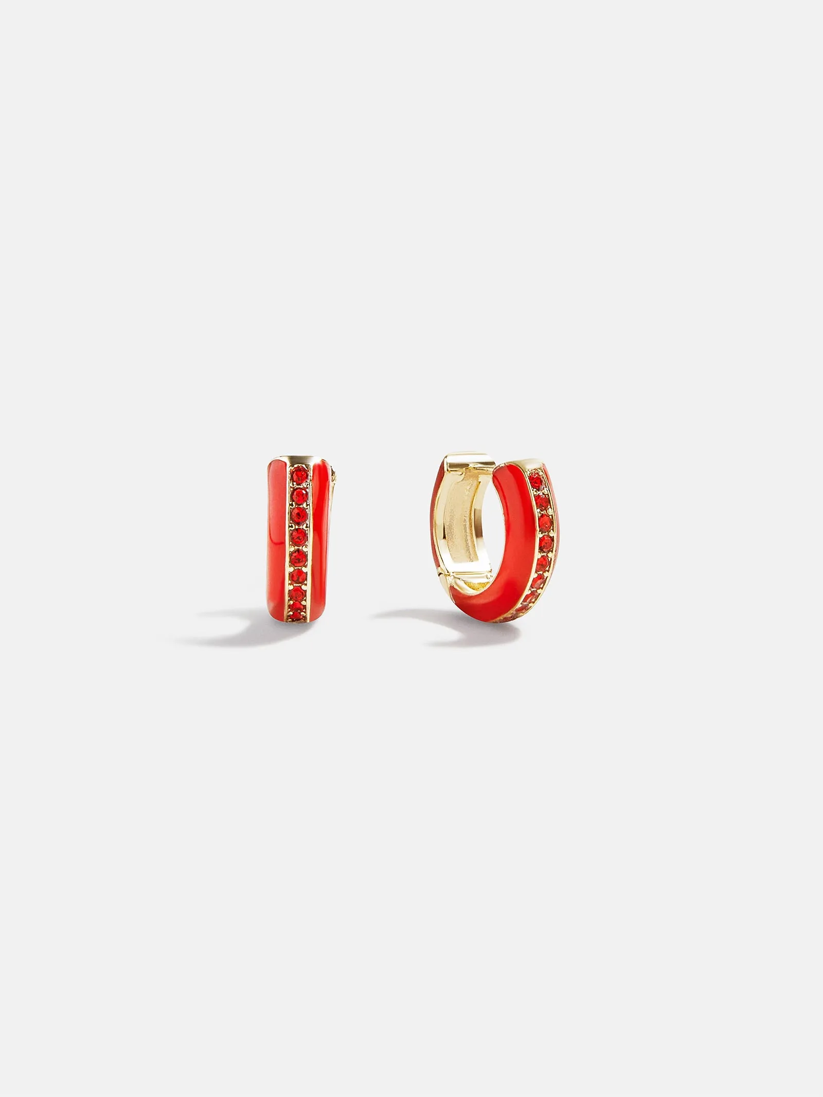 Game Day Enamel Huggie Earrings - Red sold by BaubleBar