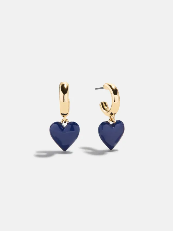 Game Day Heart Drop Earrings - Navy sold by BaubleBar