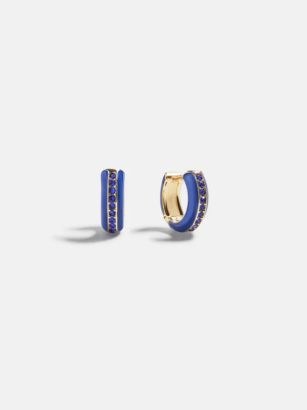 Game Day Enamel Huggie Earrings - Blue sold by BaubleBar