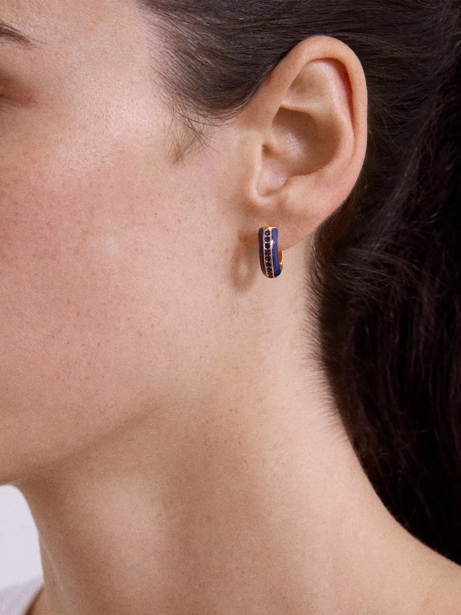 Game Day Enamel Huggie Earrings - Blue sold by BaubleBar product image thumbnail 2
