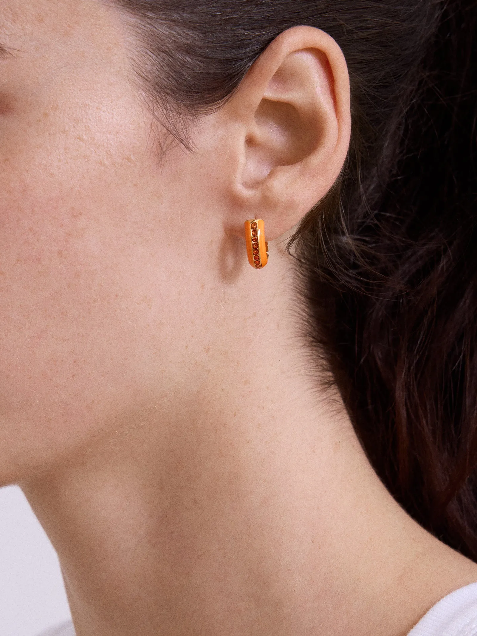 Game Day Enamel Huggie Earrings - Orange sold by BaubleBar product image thumbnail 2
