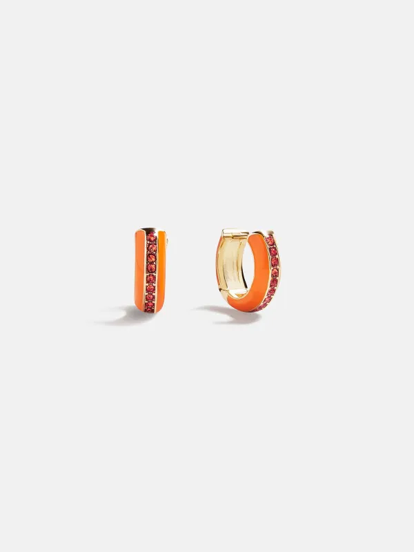 Game Day Enamel Huggie Earrings - Orange sold by BaubleBar