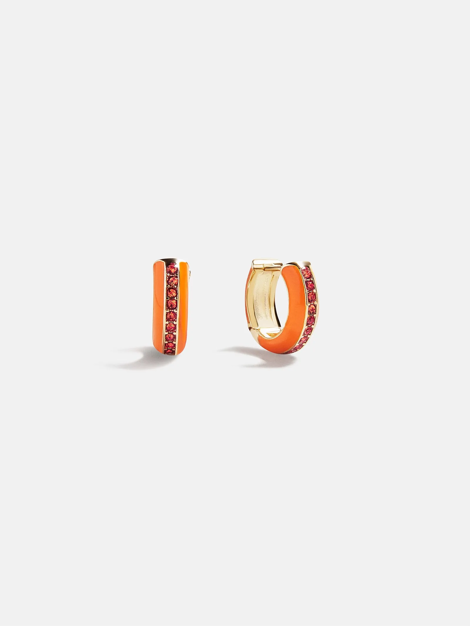 Game Day Enamel Huggie Earrings - Orange sold by BaubleBar