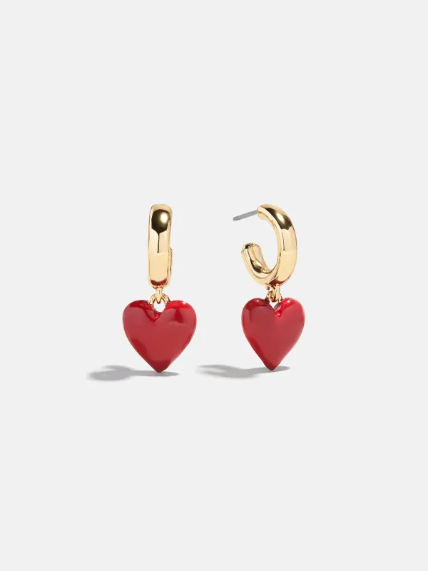 Game Day Heart Drop Earrings - Dark Red sold by BaubleBar