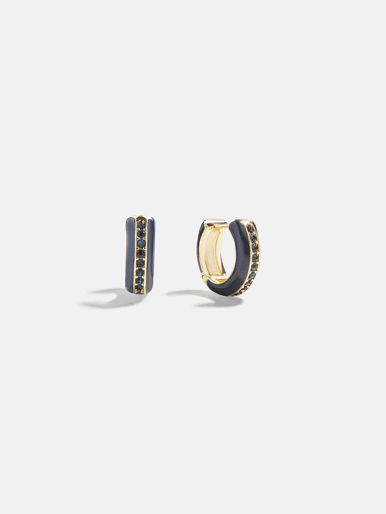 Game Day Enamel Huggie Earrings - Navy sold by BaubleBar