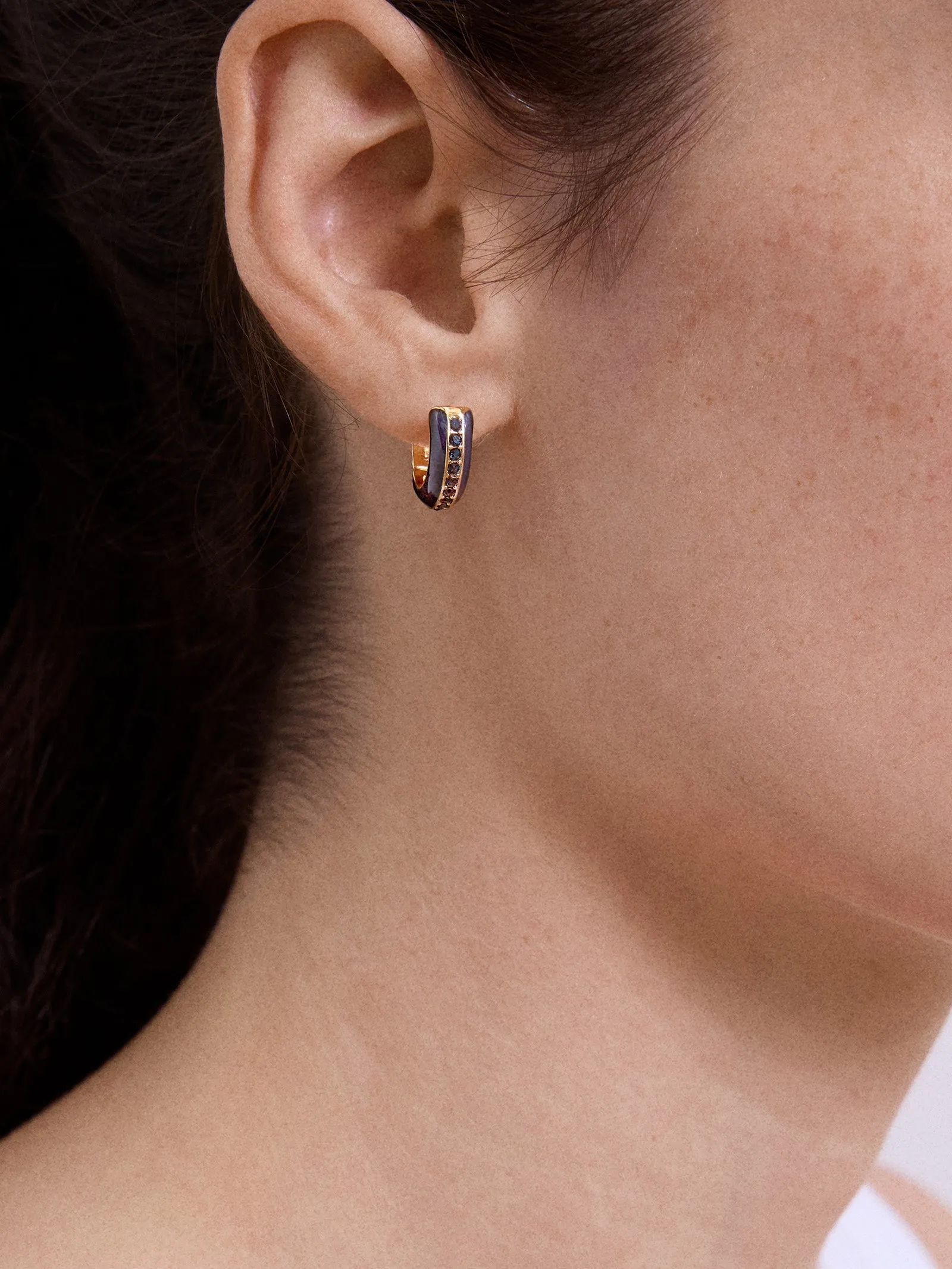 Game Day Enamel Huggie Earrings - Navy sold by BaubleBar product image thumbnail 2