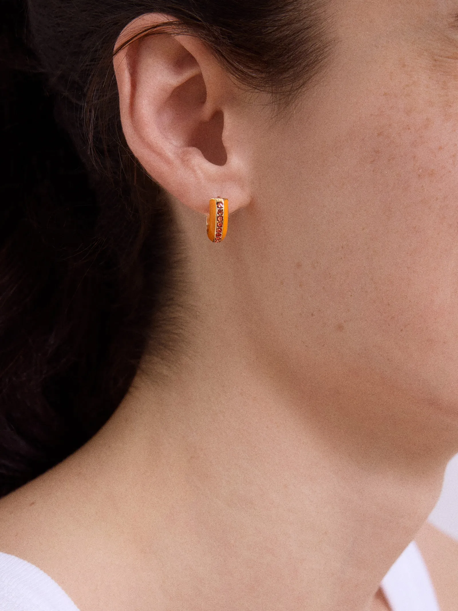 Game Day Enamel Huggie Earrings - Light Orange sold by BaubleBar product image thumbnail 2