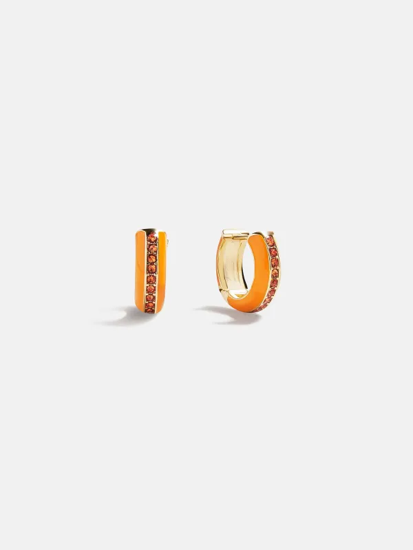 Game Day Enamel Huggie Earrings - Light Orange sold by BaubleBar