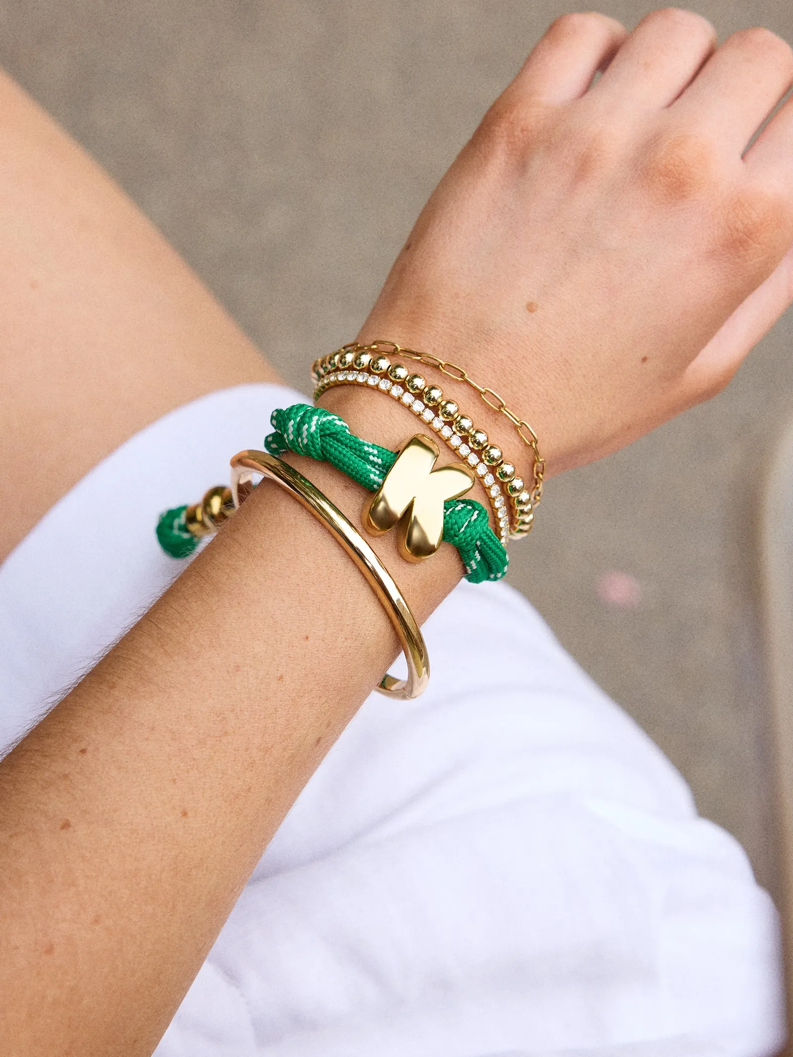 Knotty Initial Custom Bracelet - Bright Green Single Letter sold by BaubleBar product image thumbnail 2