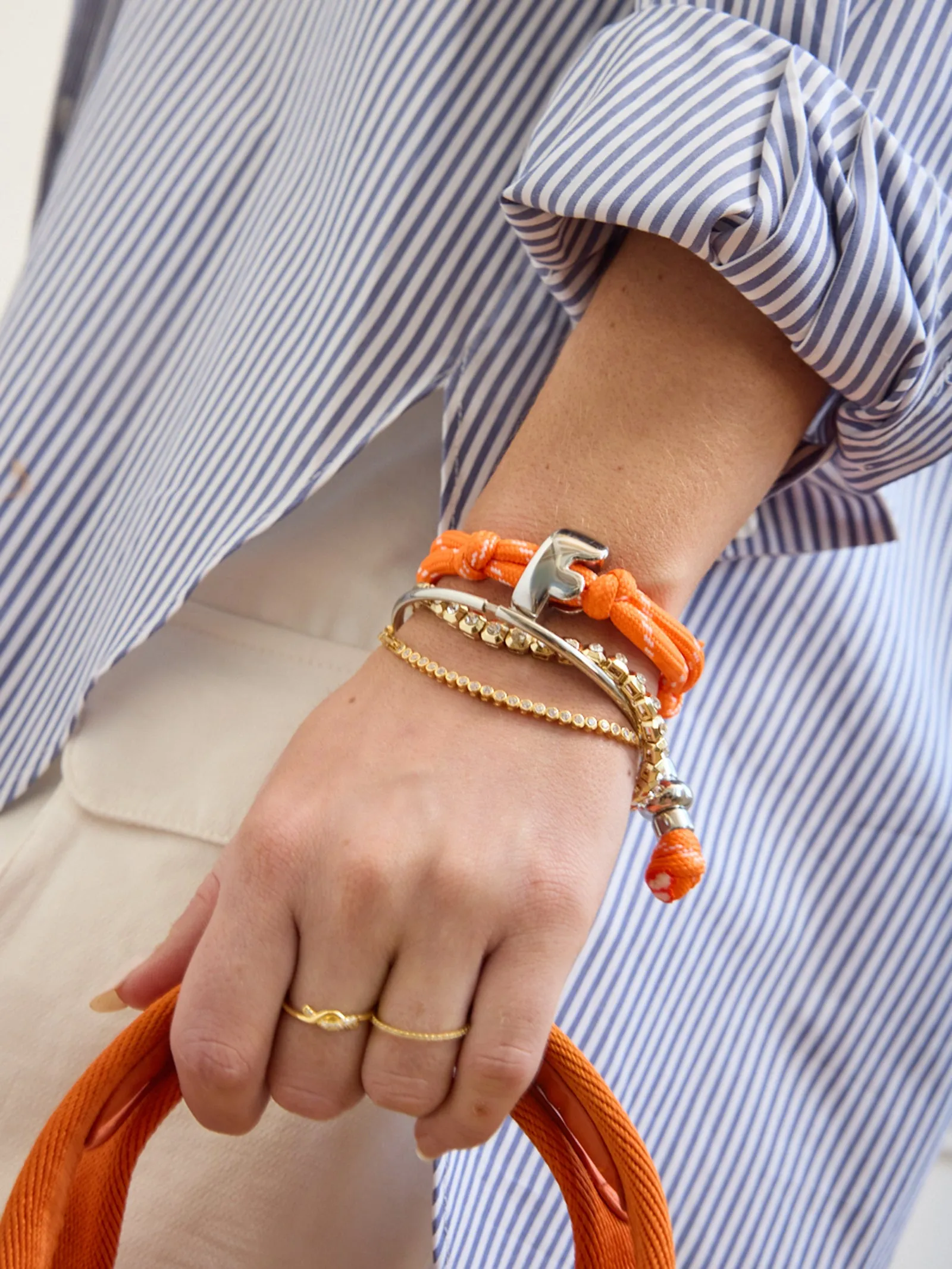 Knotty Initial Custom Bracelet - Tangerine Single Letter sold by BaubleBar product image thumbnail 2