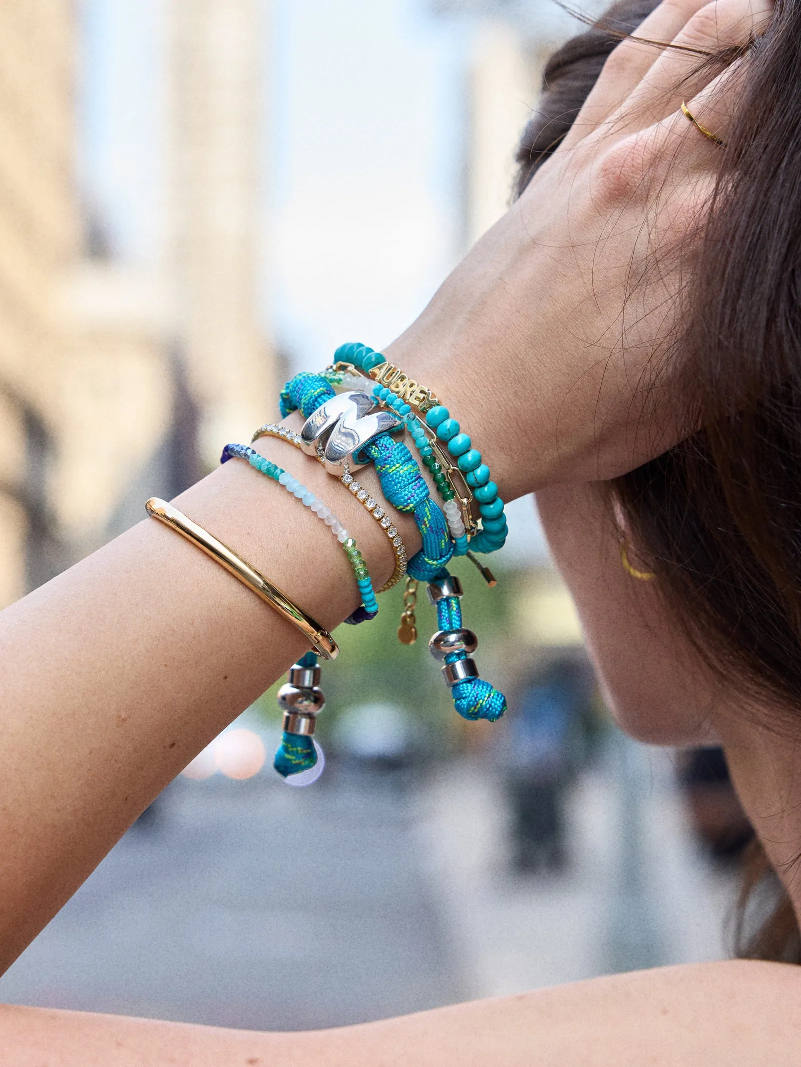 Knotty Initial Custom Bracelet - Aqua sold by BaubleBar product image thumbnail 2