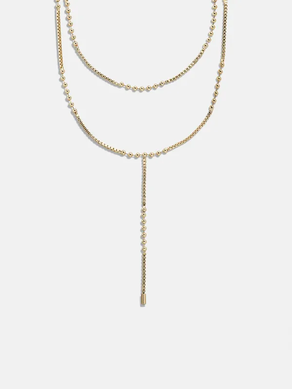 Amaya Lariat Layered Necklace - Gold sold by BaubleBar