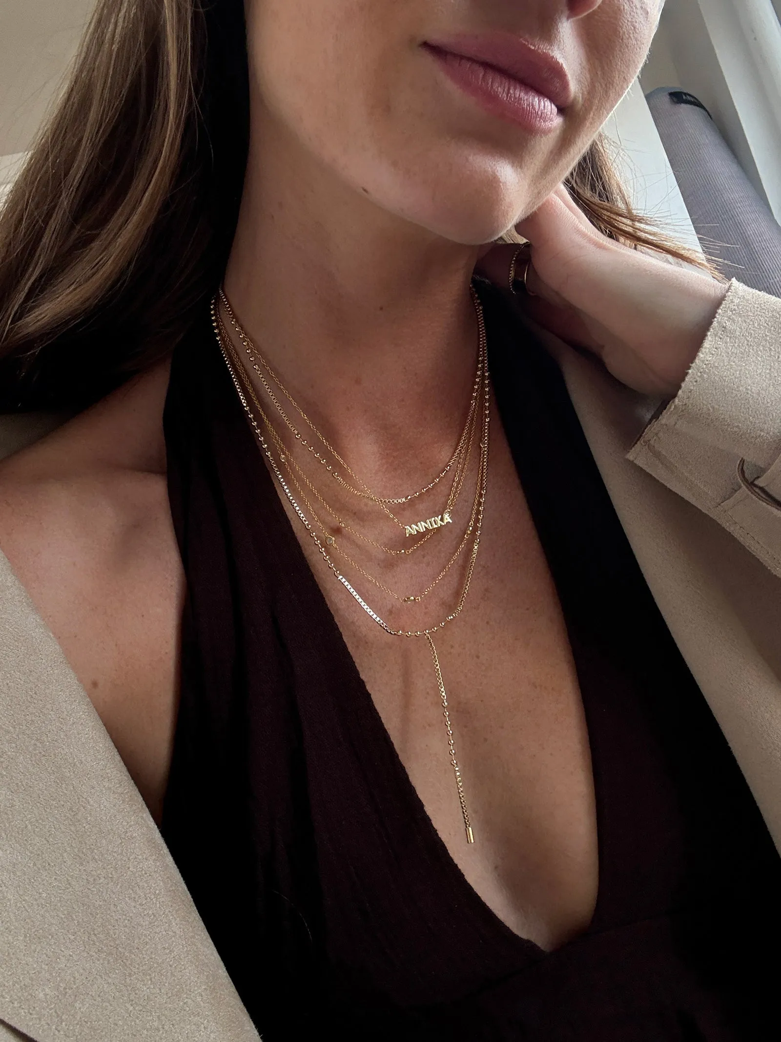 Amaya Lariat Layered Necklace - Gold sold by BaubleBar product image thumbnail 2