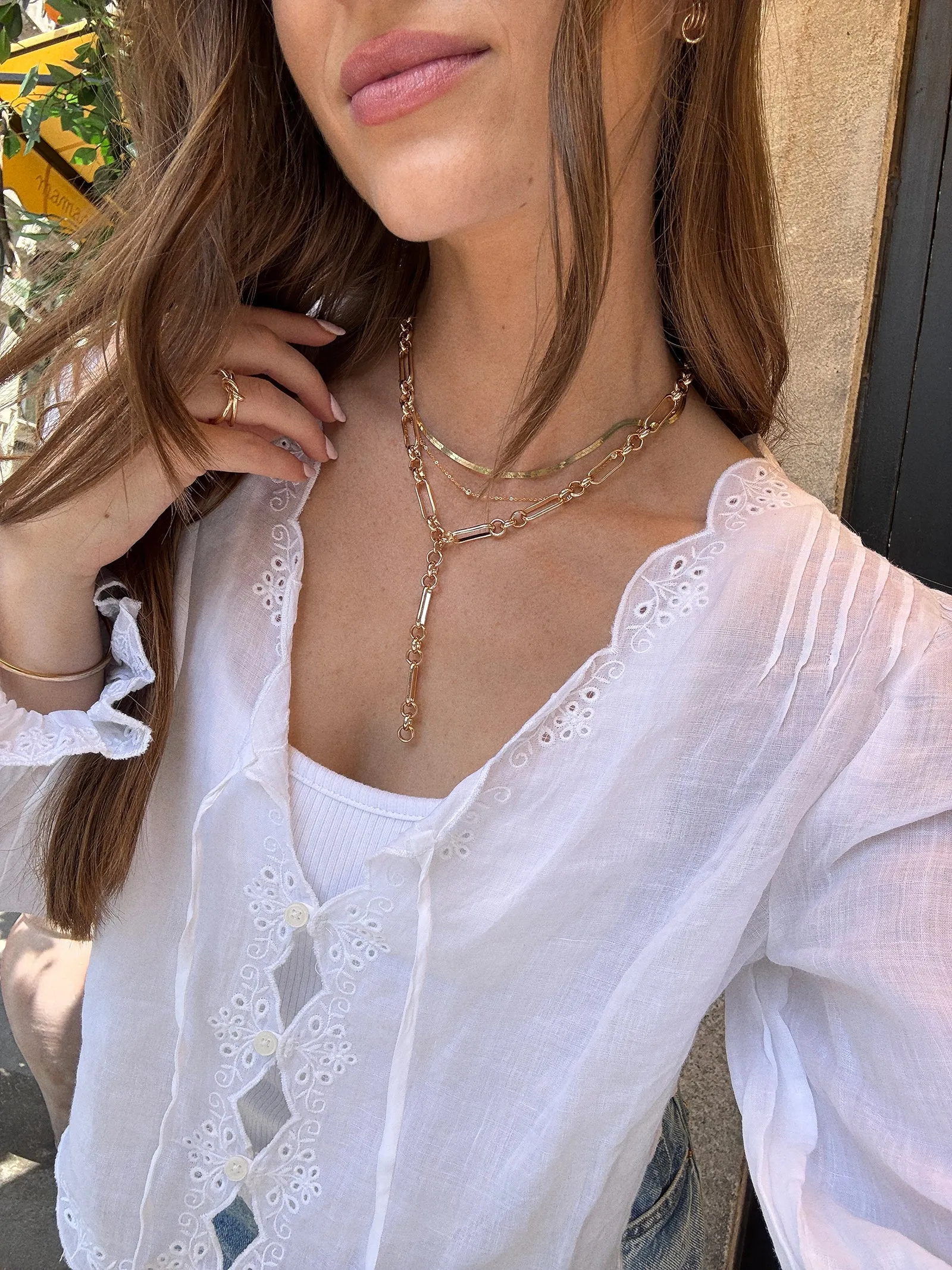 Liv Chunky Lariat Necklace - Gold sold by BaubleBar product image thumbnail 2