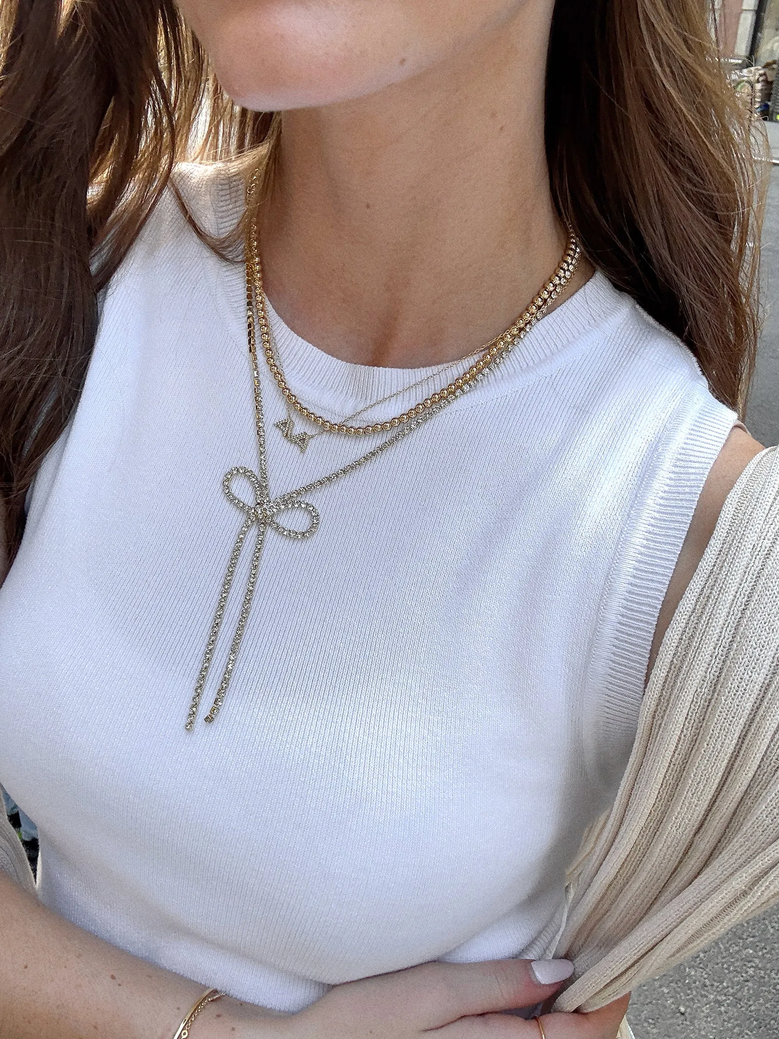 Gigi Bow Lariat Necklace - Gold/Pavé sold by BaubleBar product image thumbnail 2