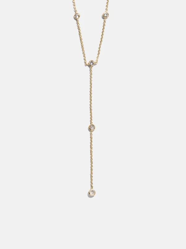 Yasmine Gold Lariat Necklace - Gold/Pavé sold by BaubleBar