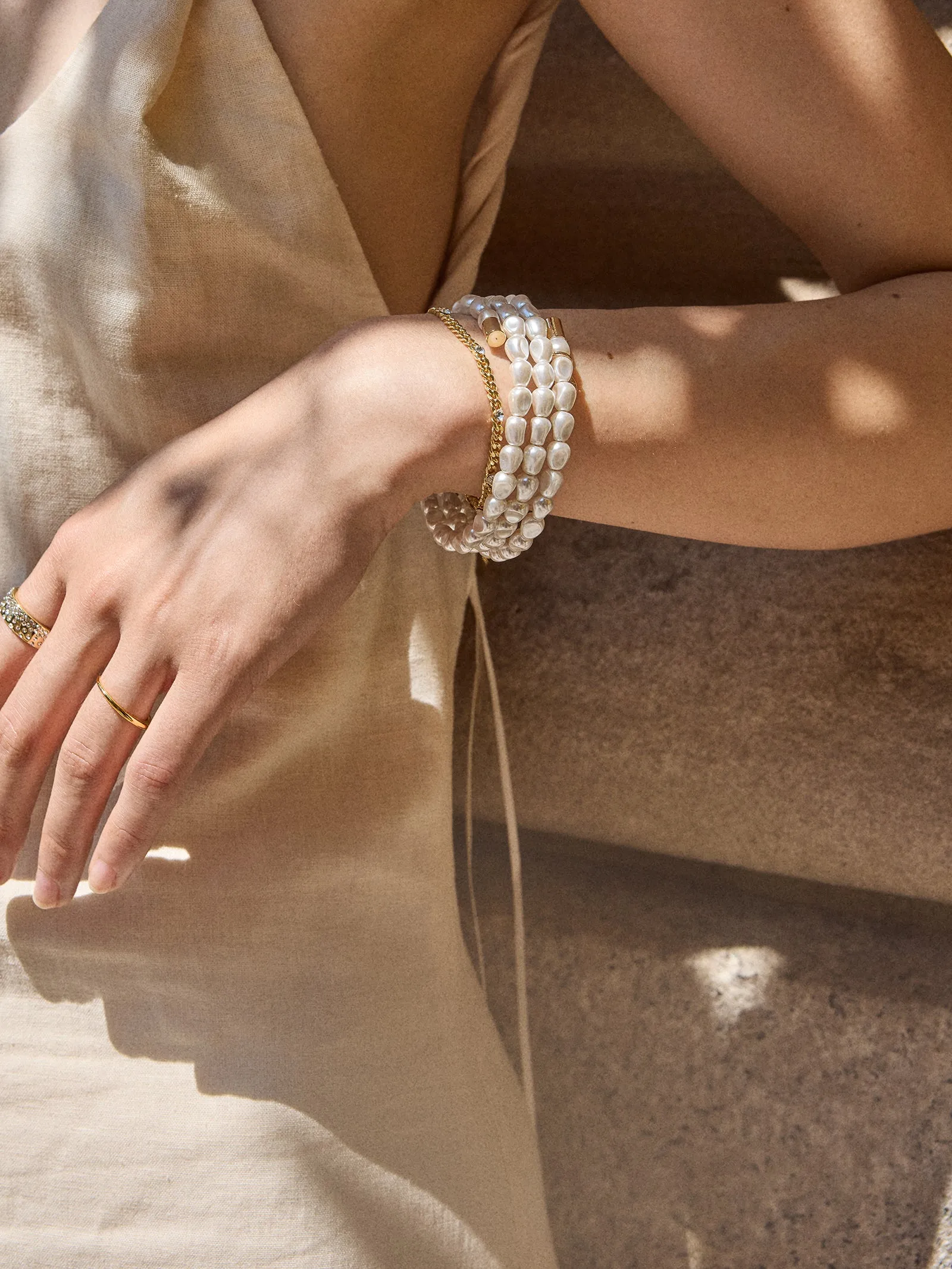 Ondine Pearl Cuff Bracelet - White sold by BaubleBar product image thumbnail 3