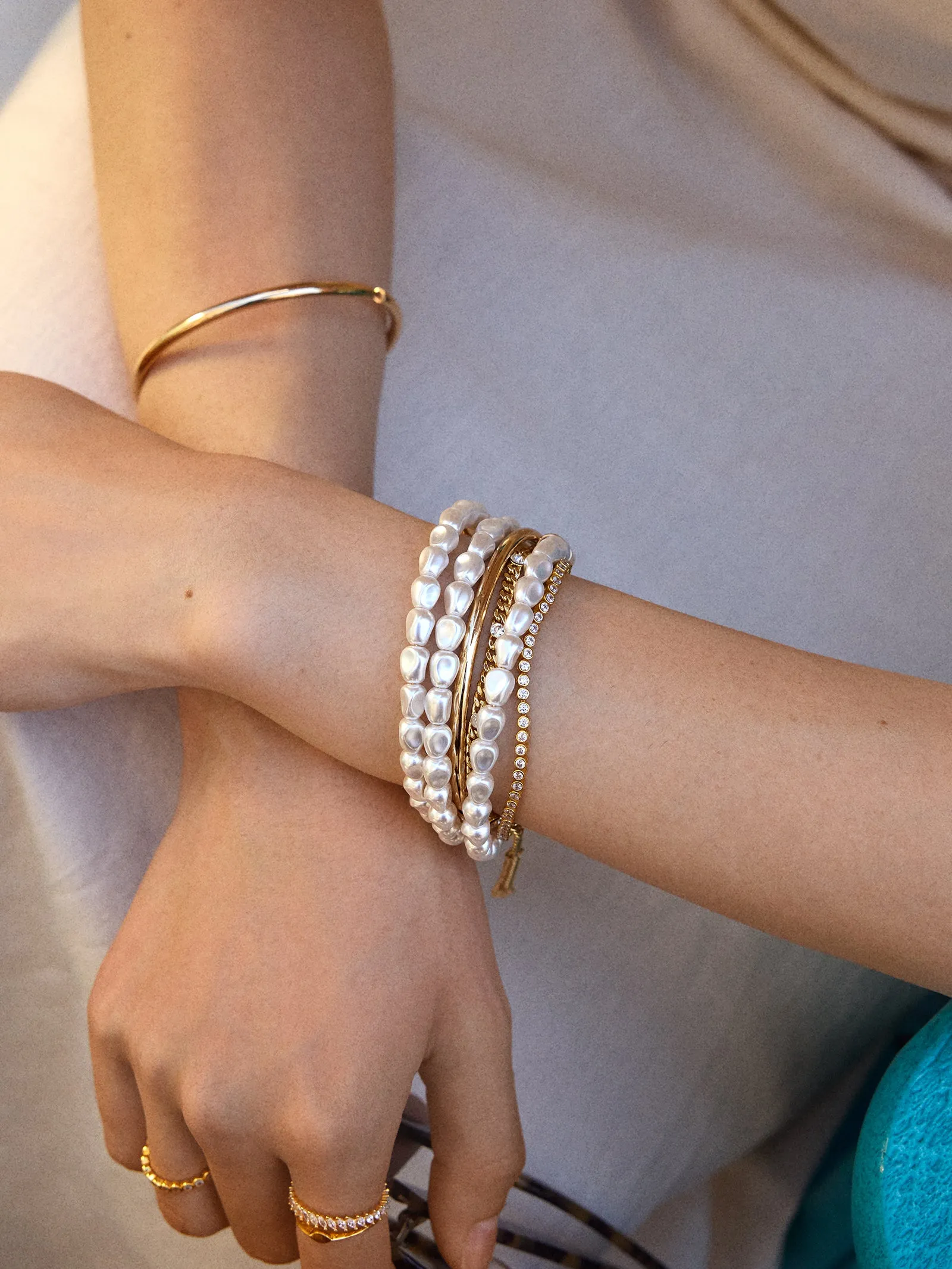 Ondine Pearl Cuff Bracelet - White sold by BaubleBar product image thumbnail 2