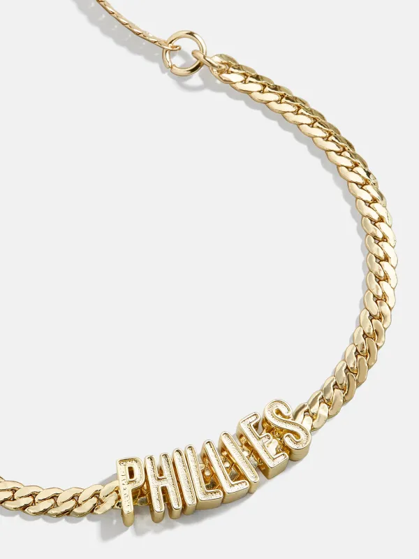 MLB Gold Curb Chain Bracelet - Philadelphia Phillies sold by BaubleBar