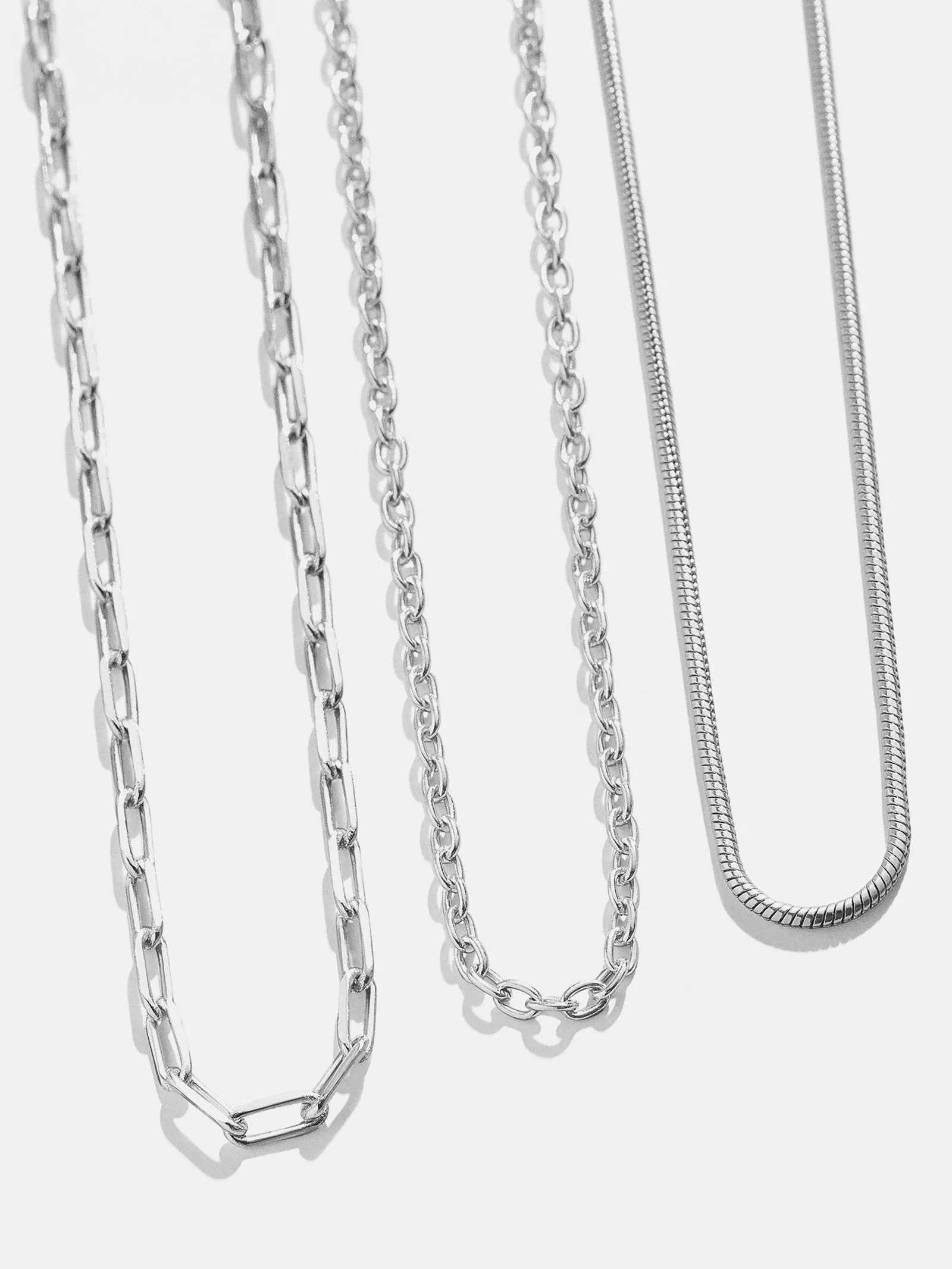 Cluster Charm Necklace Chain - Silver Paperclip Chain sold by BaubleBar