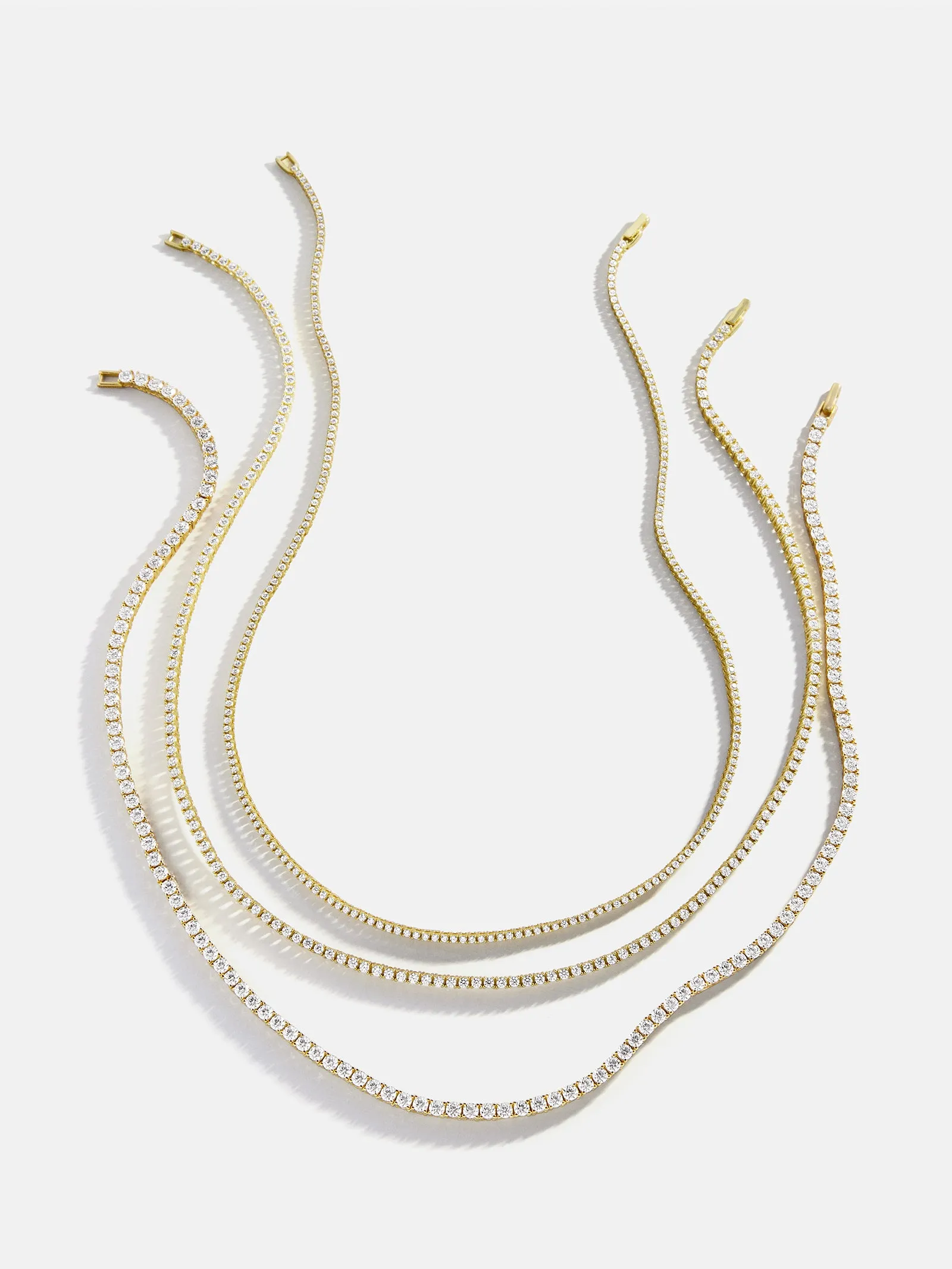 Billie Gold Tennis Necklace - Gold Plated Brass sold by BaubleBar