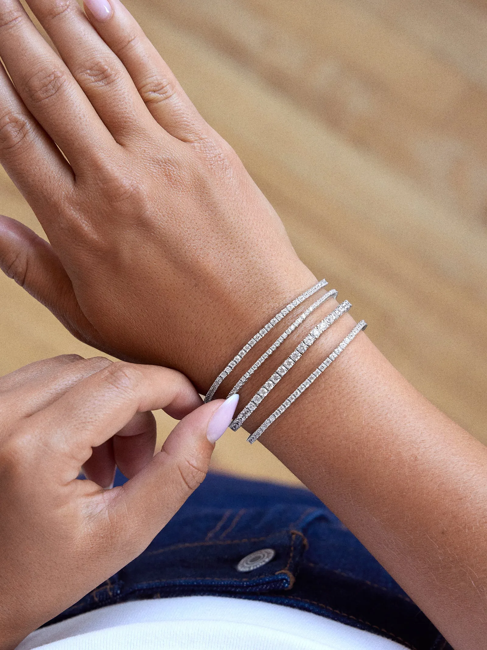 Billie Silver Tennis Bracelet - Rhodium Plated Silver sold by BaubleBar product image thumbnail 3