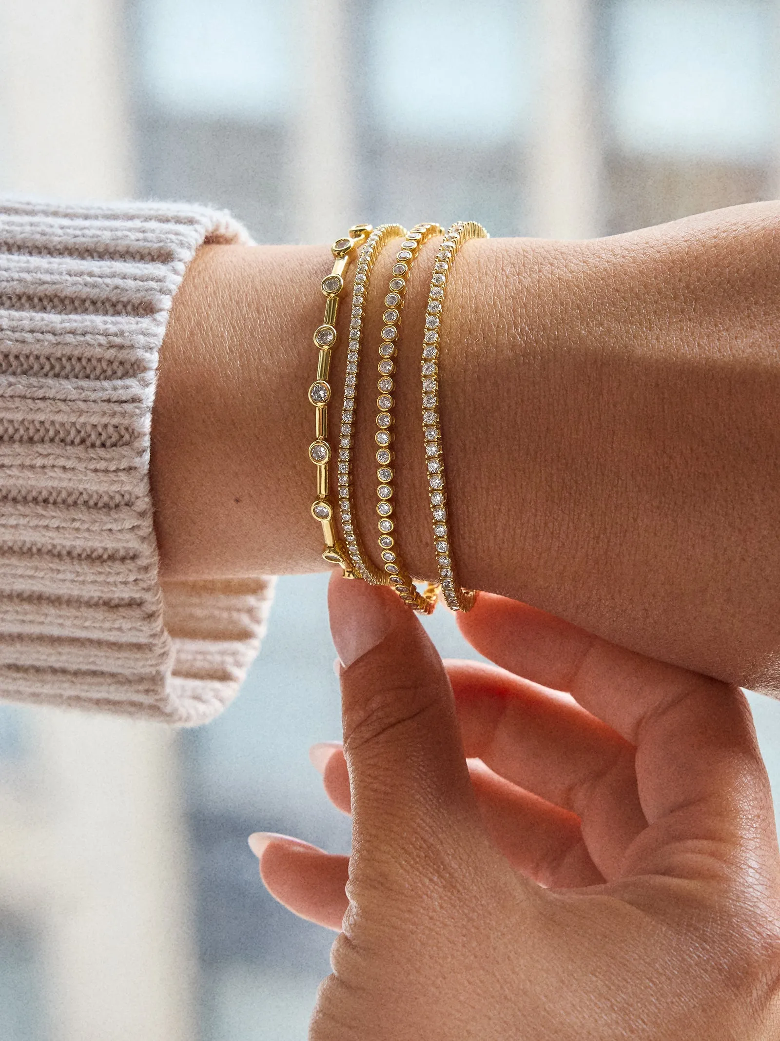 Billie Gold Tennis Bracelet - Gold Plated Brass sold by BaubleBar product image thumbnail 3