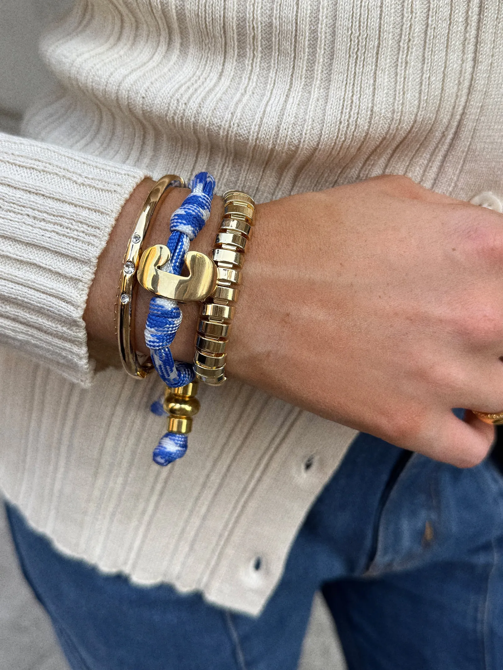 Knotty Initial Custom Bracelet - Royal Blue/White sold by BaubleBar product image thumbnail 2