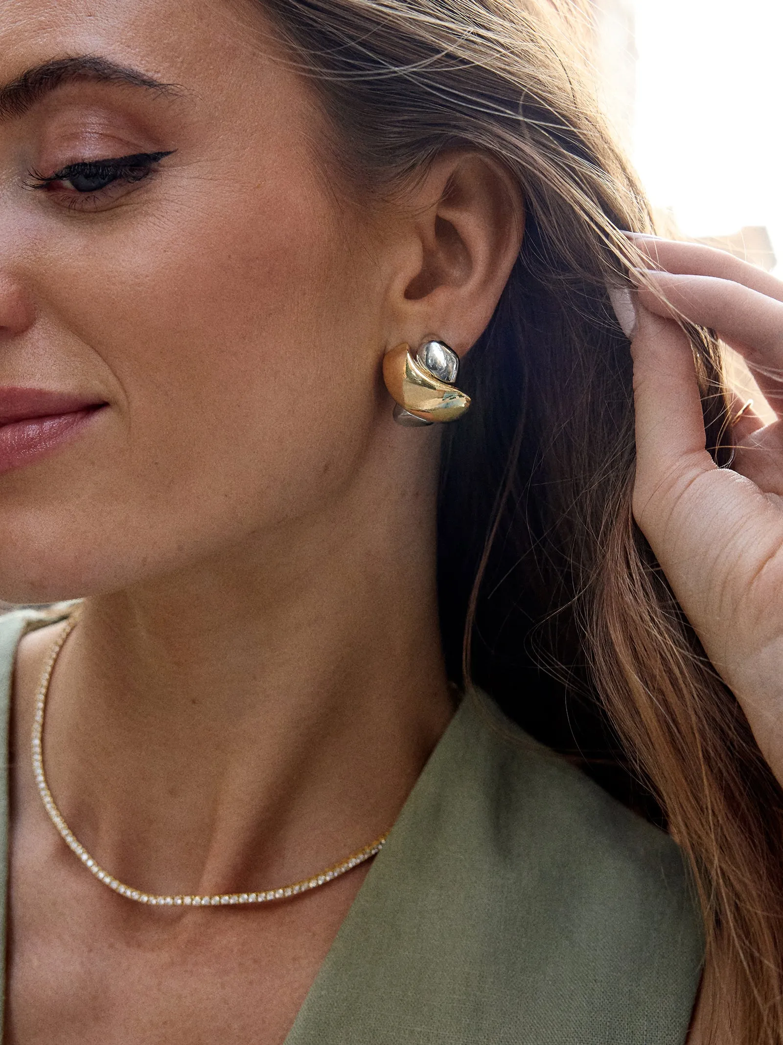 Melanie Stud Earrings - Gold/Silver sold by BaubleBar product image thumbnail 2