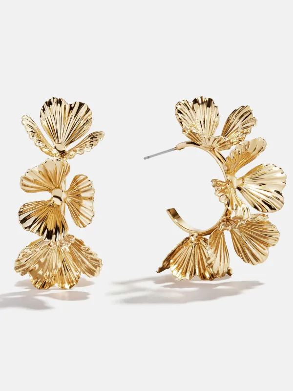 Fiorella Gold Floral Earrings - Gold sold by BaubleBar