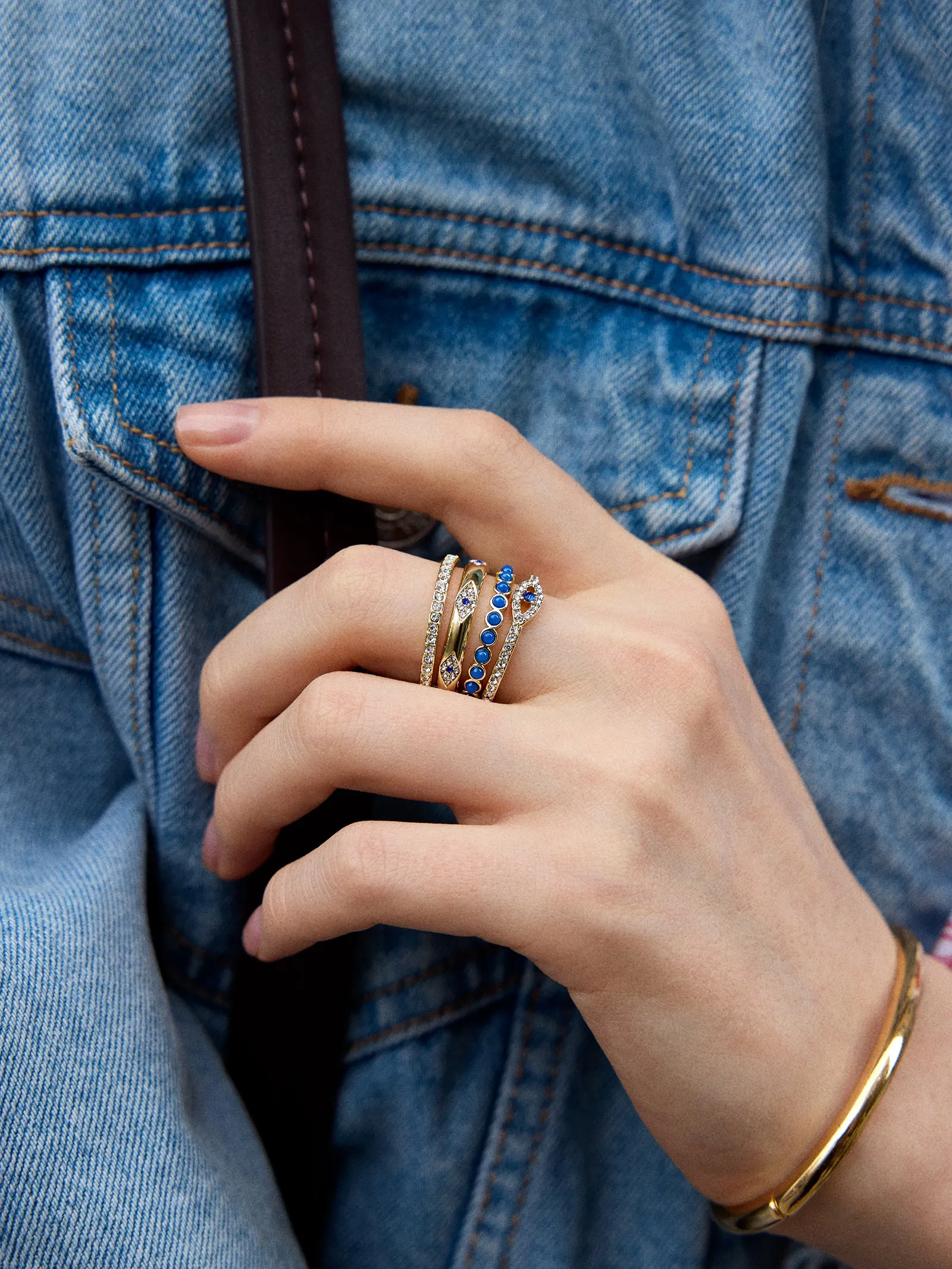 Evil Eye Ring Set - Gold/Blue sold by BaubleBar product image thumbnail 2
