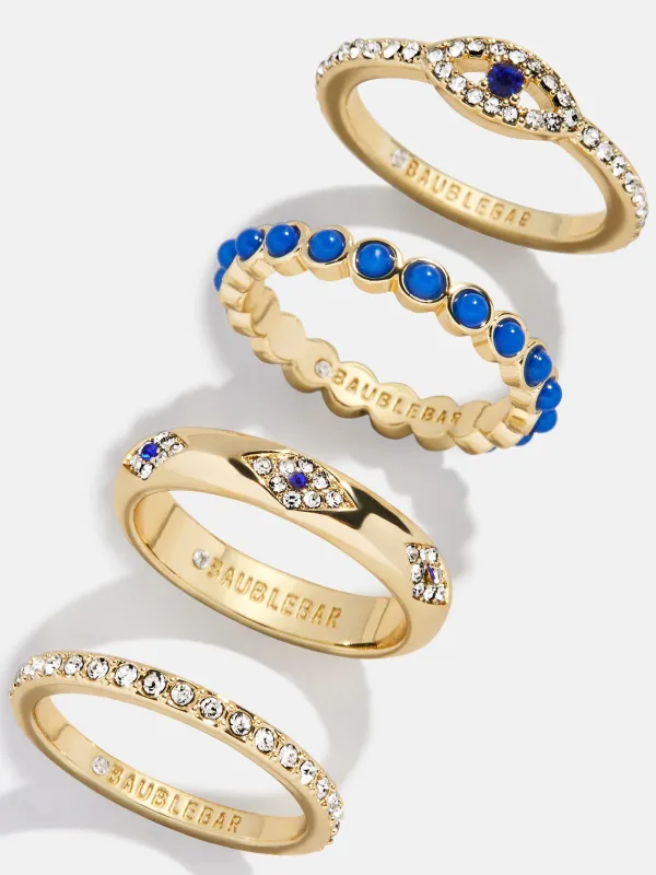 Evil Eye Ring Set - Gold/Blue sold by BaubleBar