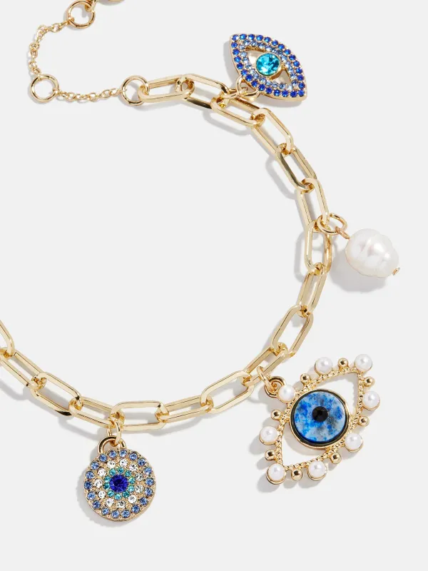 Evil Eye Charm Bracelet - Gold/Blue sold by BaubleBar