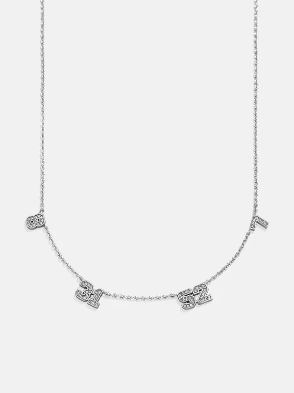Varsity Number Custom Necklace - Four Silver Stations sold by BaubleBar