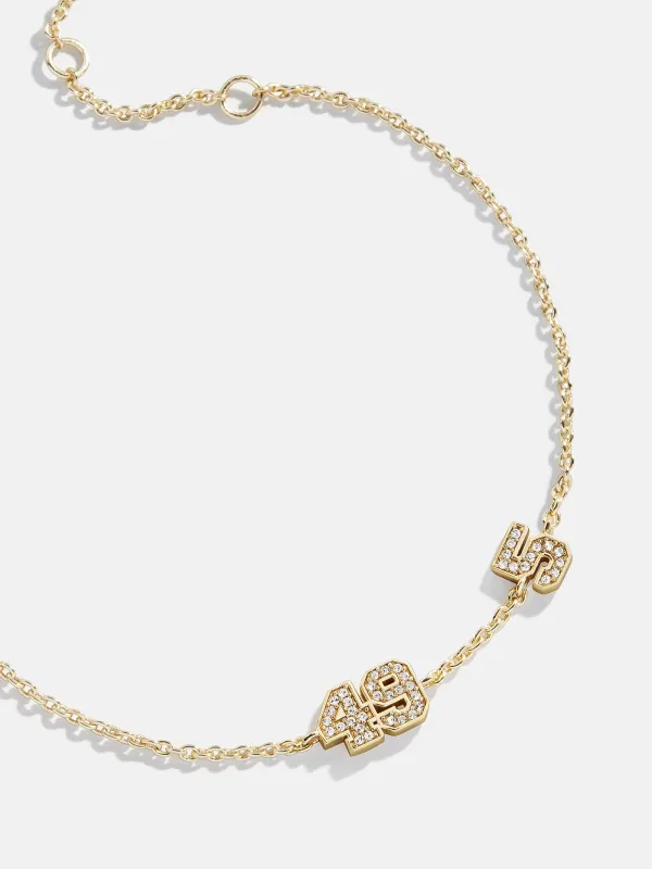 Varsity Number Custom Bracelet - Two Gold Stations sold by BaubleBar