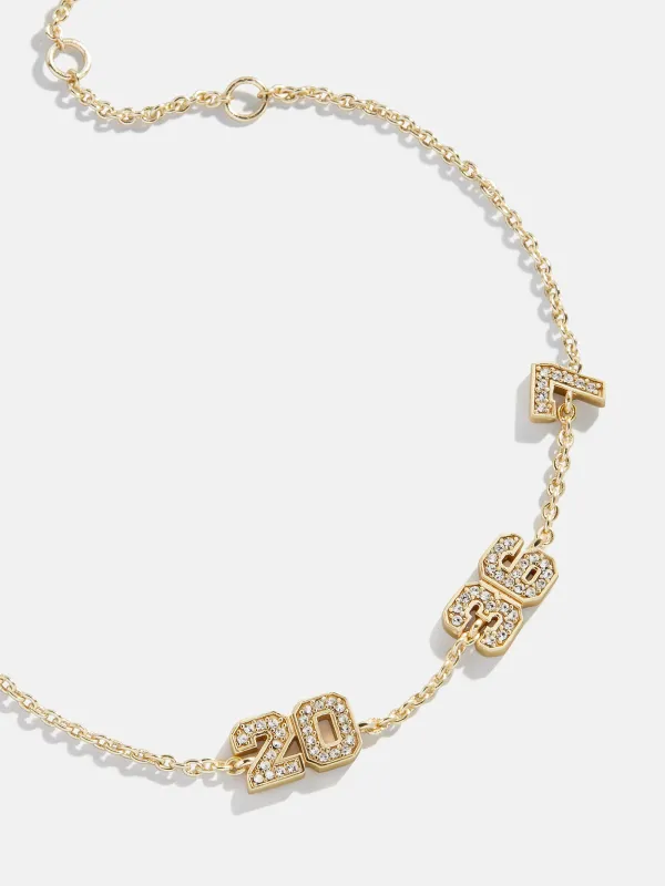 Varsity Number Custom Bracelet - Three Gold Stations sold by BaubleBar