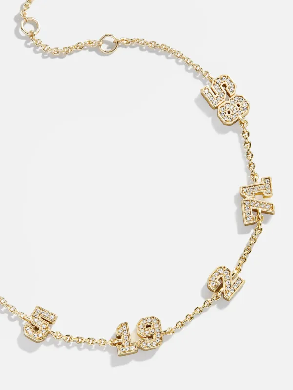 Varsity Number Custom Bracelet - Five Gold Stations sold by BaubleBar