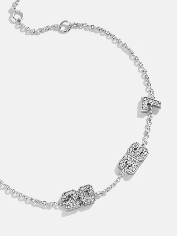 Varsity Number Custom Bracelet - Three Silver Stations sold by BaubleBar