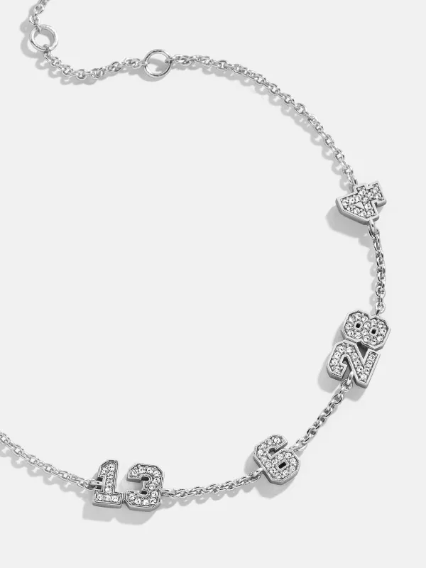 Varsity Number Custom Bracelet - Four Silver Stations sold by BaubleBar