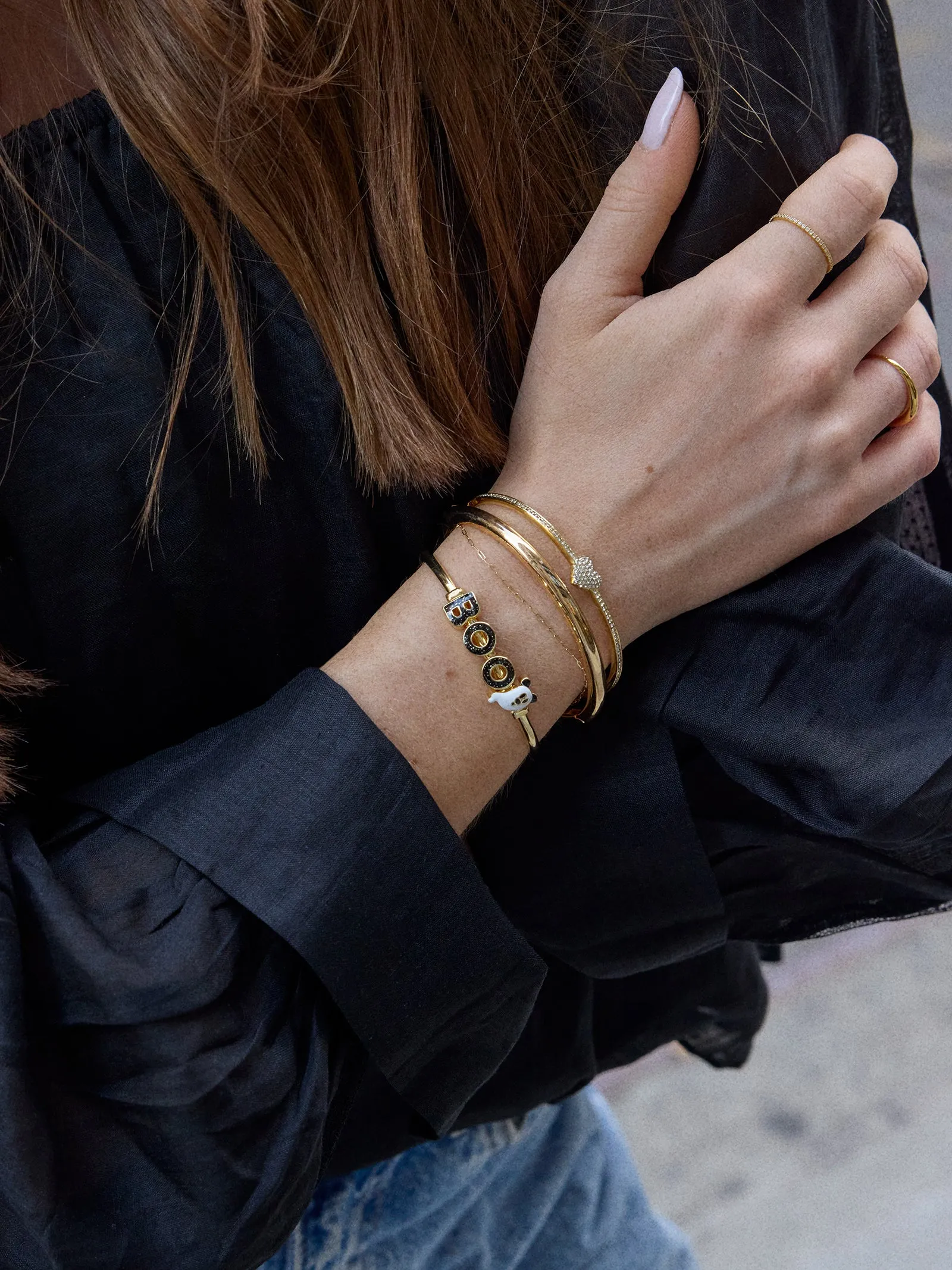 Disney Mickey Mouse Boo Cuff Bracelet - Gold/Black sold by BaubleBar product image thumbnail 2