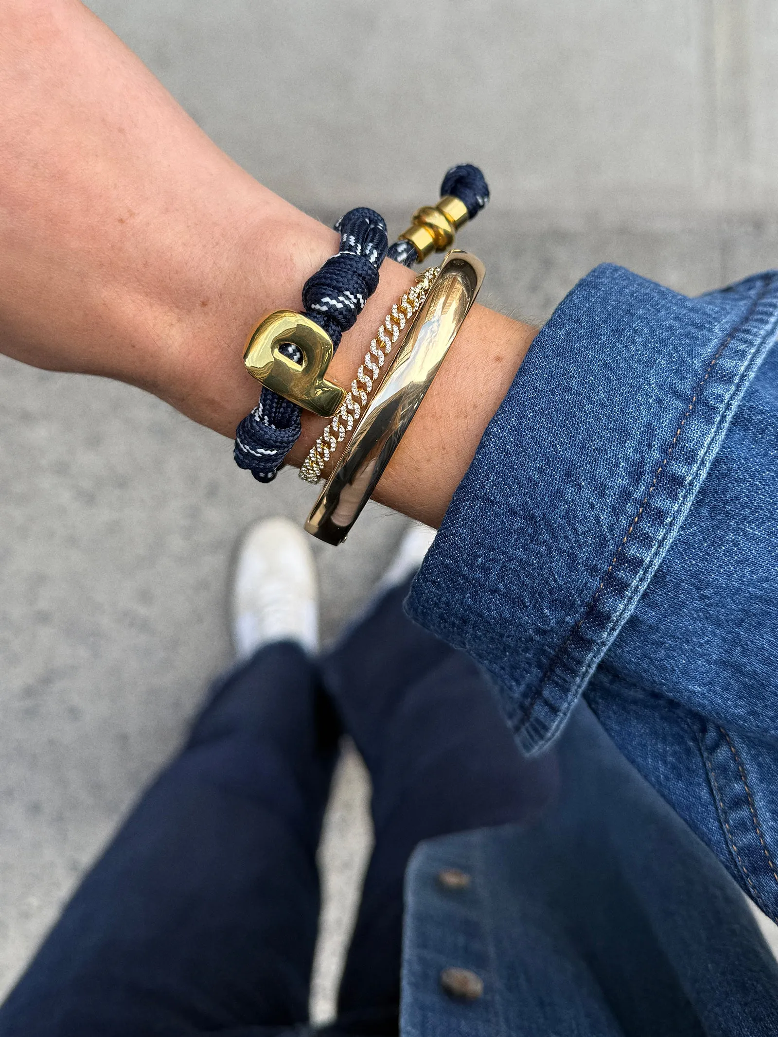 Knotty Initial Custom Bracelet - Navy Single Letter sold by BaubleBar product image thumbnail 2