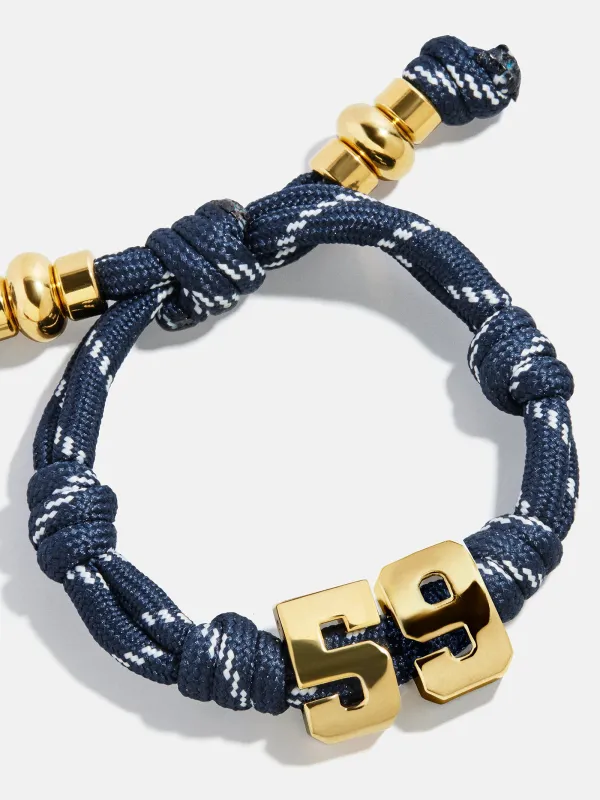 Knotty Varsity Number Custom Bracelet - Navy Double Digit sold by BaubleBar