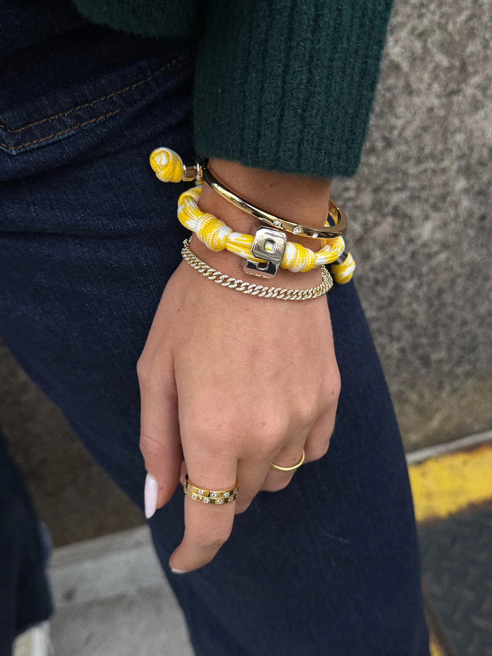 Knotty Varsity Number Custom Bracelet - Bright Yellow Double Digit sold by BaubleBar product image thumbnail 2