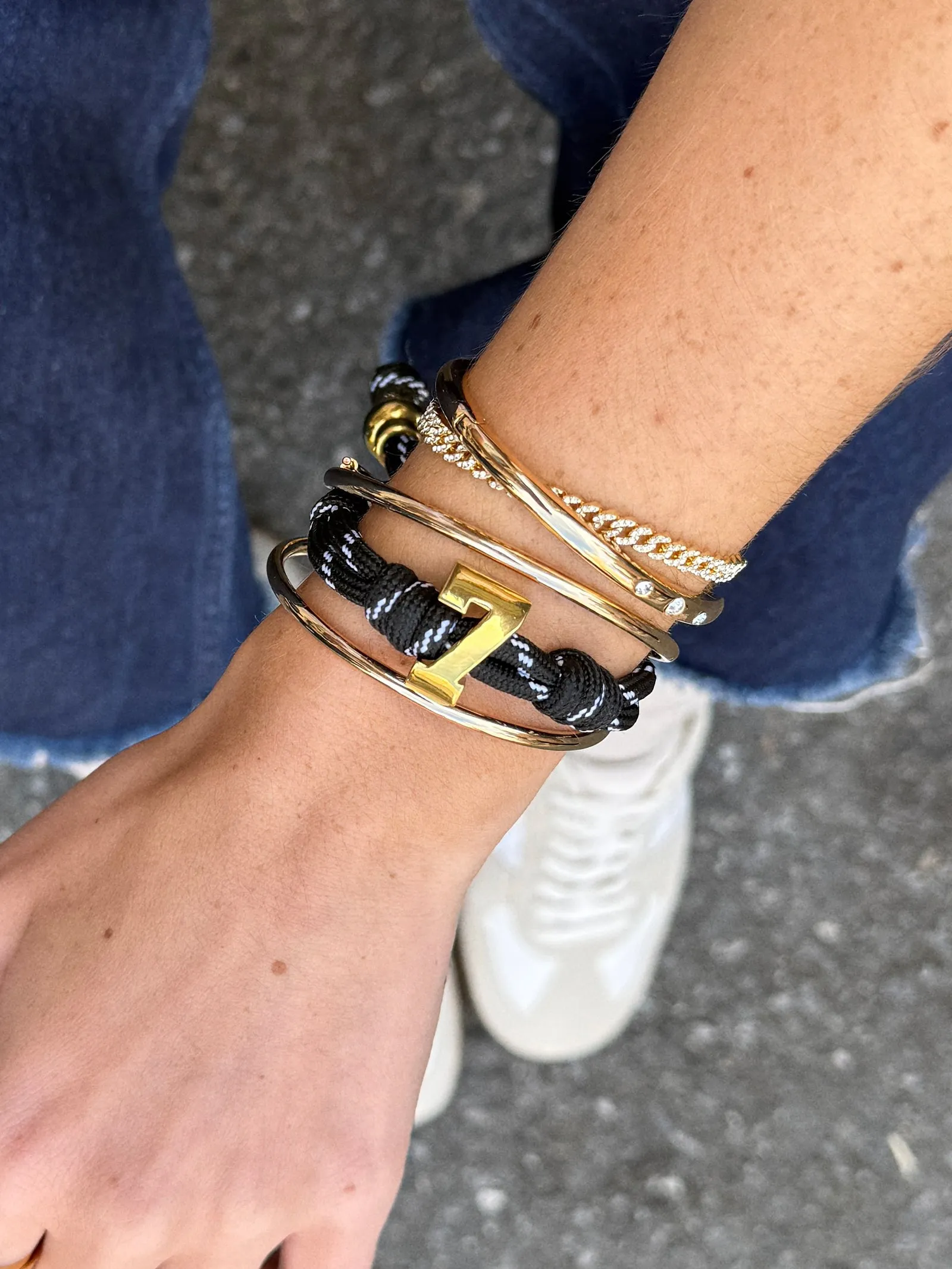 Knotty Varsity Number Custom Bracelet - Onyx Double Digit sold by BaubleBar product image thumbnail 2